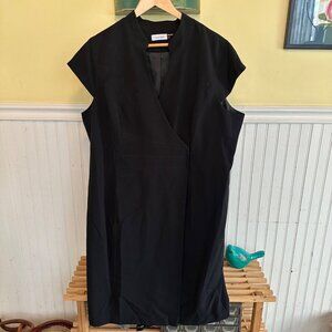 Calvin Klein Classic Black Wrap Dress Cap Sleeve Professional Attire 18W